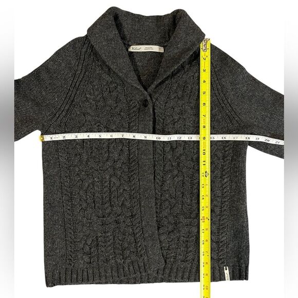 Woolrich Shawl Neck Cardigan Wool Blend Cable Knit Gray Womens Small - Picture 3 of 6